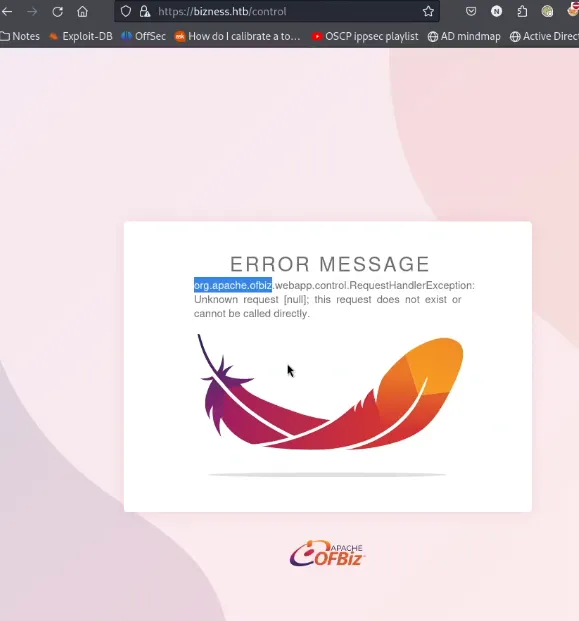 Apache ofBiz error