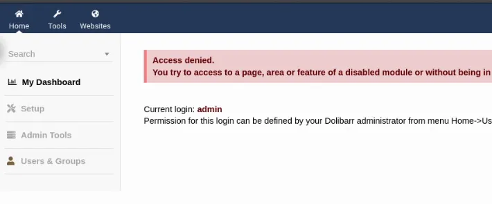 Dolibarr Access denied