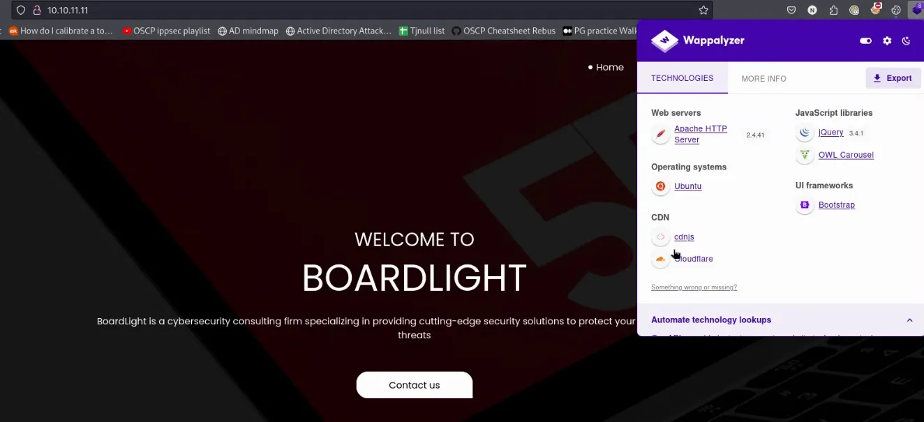 BoardLight Homepage